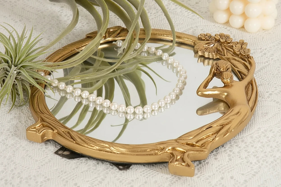 Embossed Gold Resin Vanity Mirror