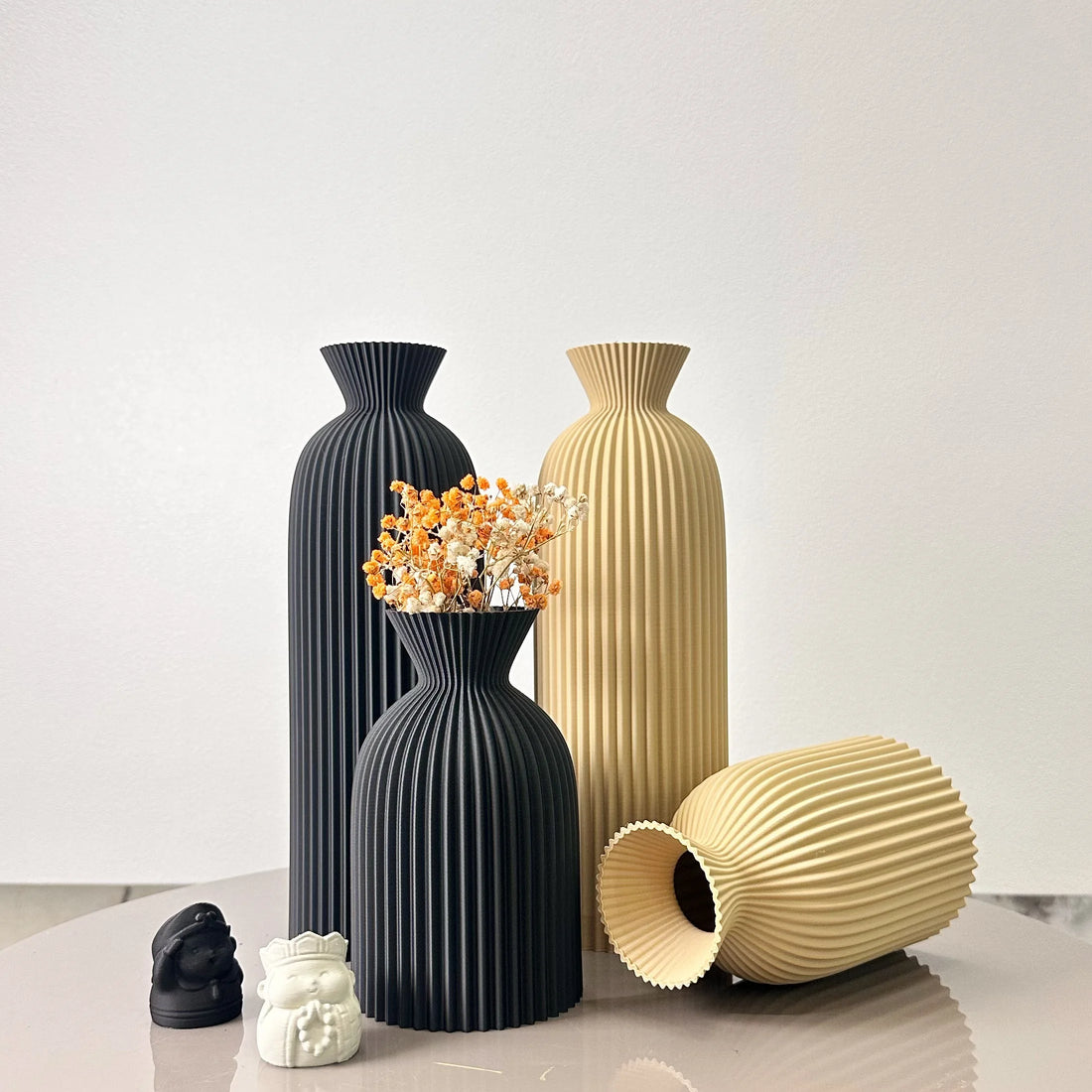 Wavy Pattern Vase Set of 2 – Dried Flower Tabletop Décor