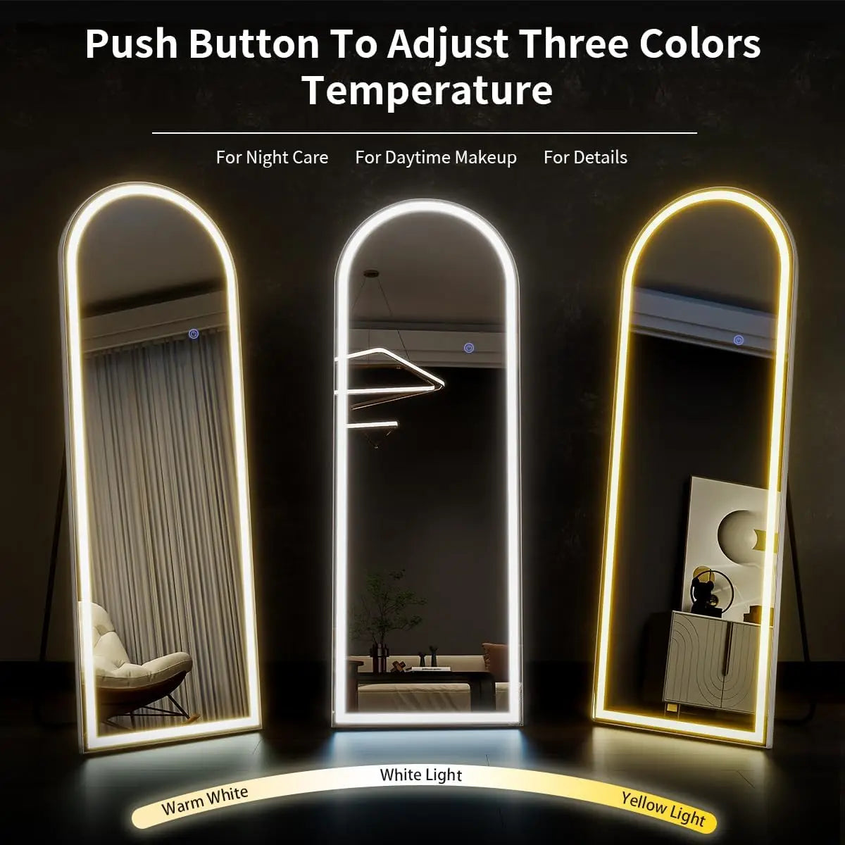 63" x 20" Arched LED Full Length Floor Mirror with Stand