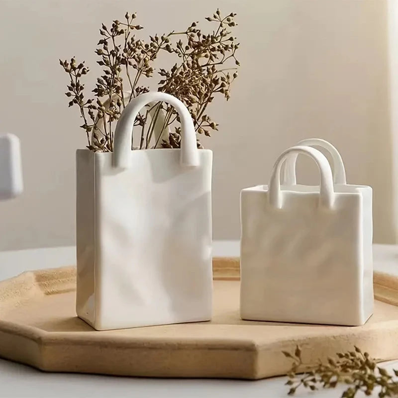 Handbag-Shaped Resin Vase – Modern Tabletop Décor