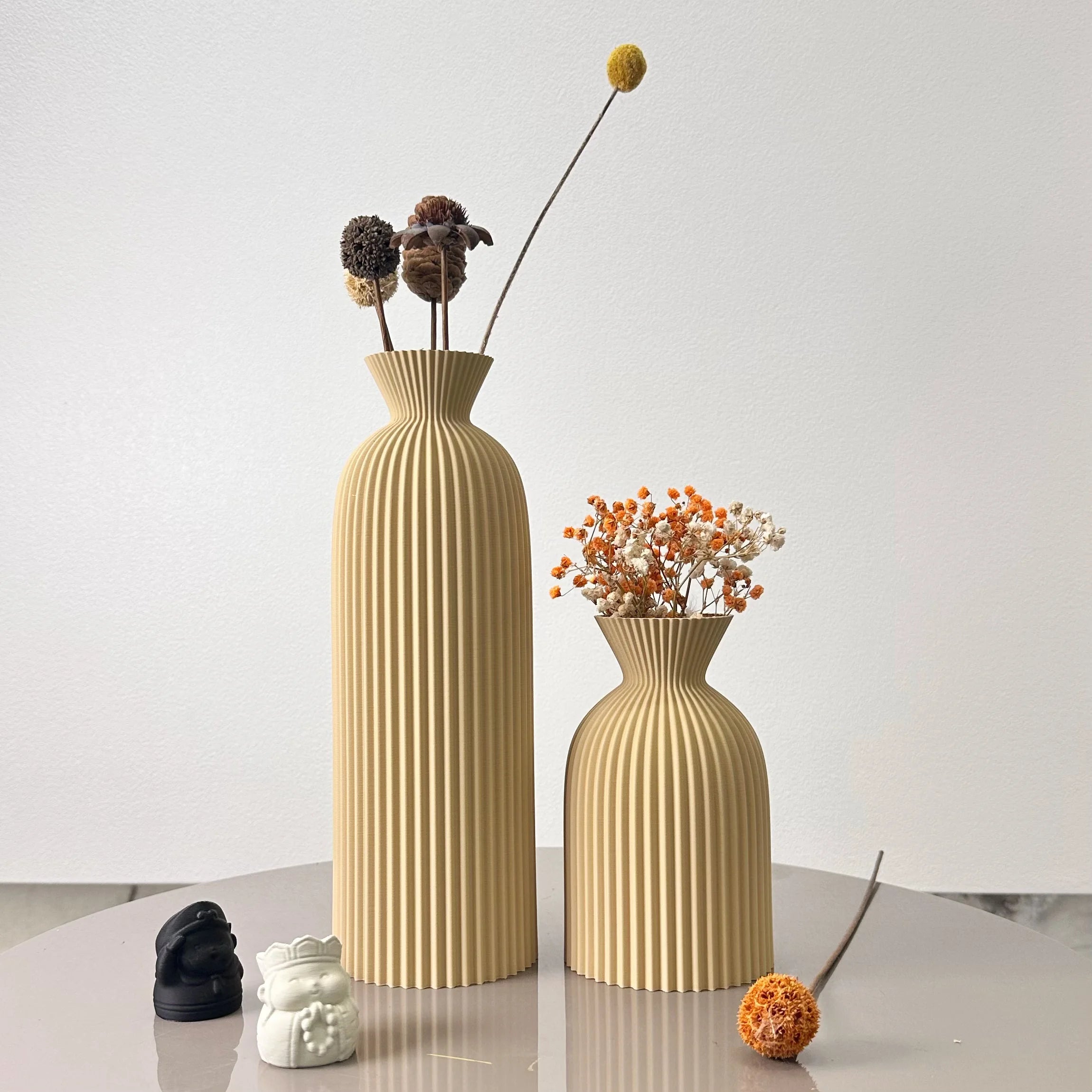Wavy Pattern Vase Set of 2 – Dried Flower Tabletop Décor