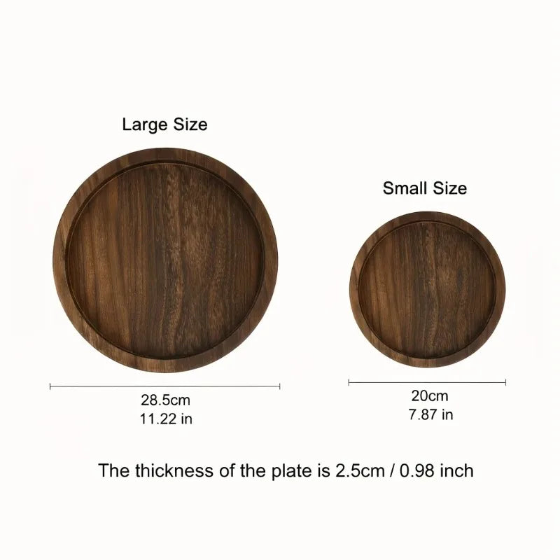 Round Solid Wood Candle Tray – Rustic Tabletop Décor