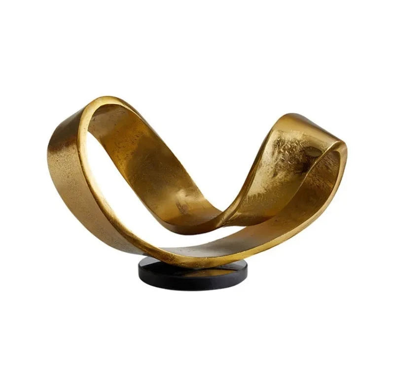 Abstract Geometric Resin Statue – Gold Desktop Art Sculpture