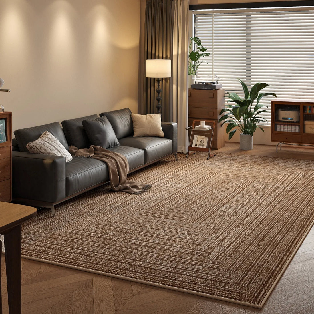 Solid Loop Pile Area Rug with TPR Non-Slip Base