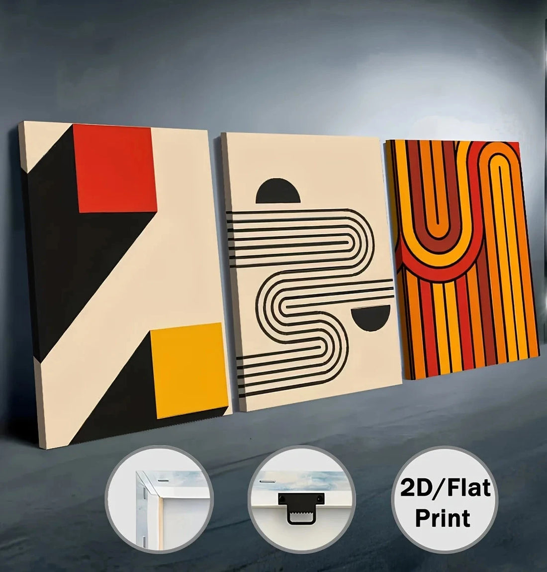 Abstract Geometric 3-Piece Framed Canvas Wall Art