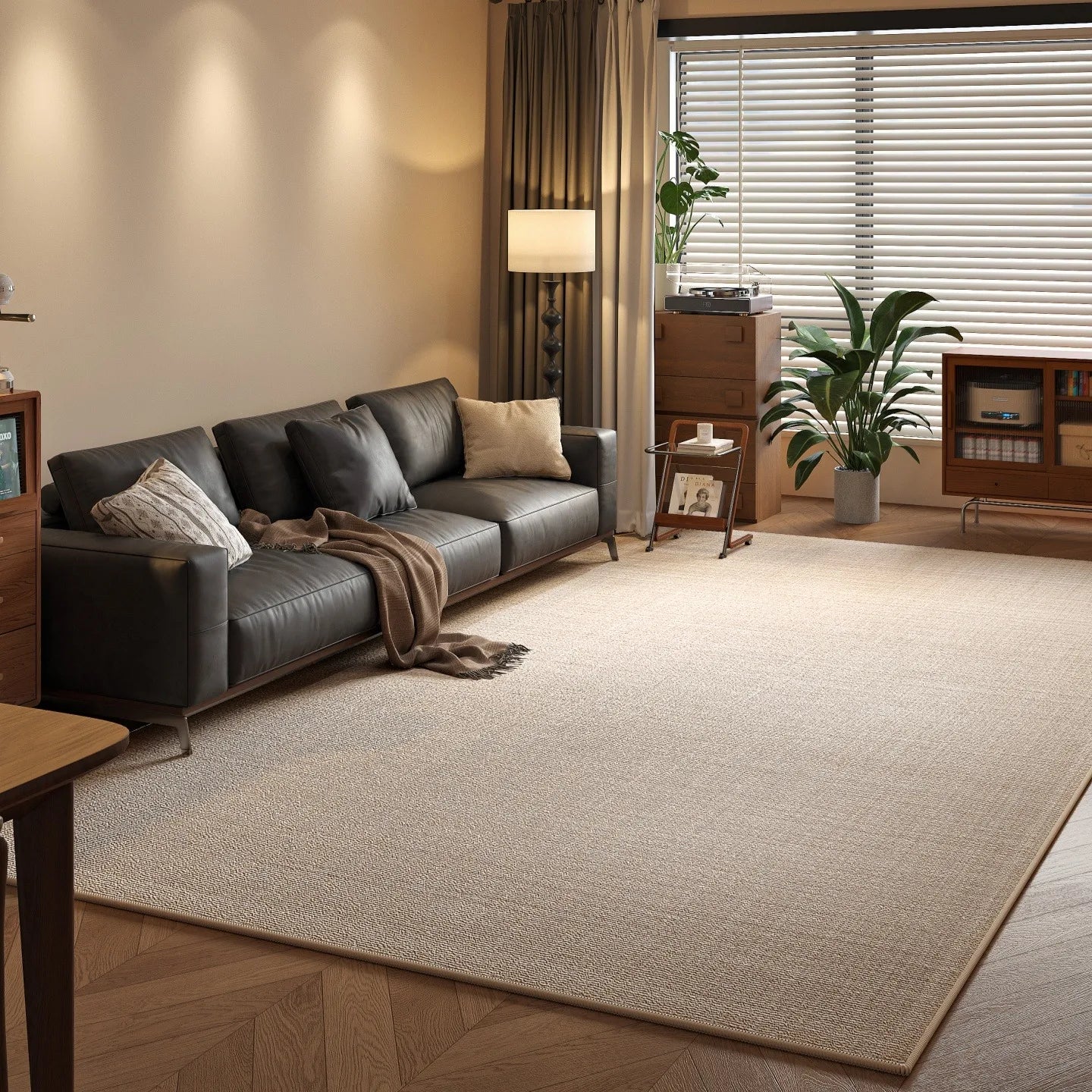 Solid Loop Pile Area Rug with TPR Non-Slip Base