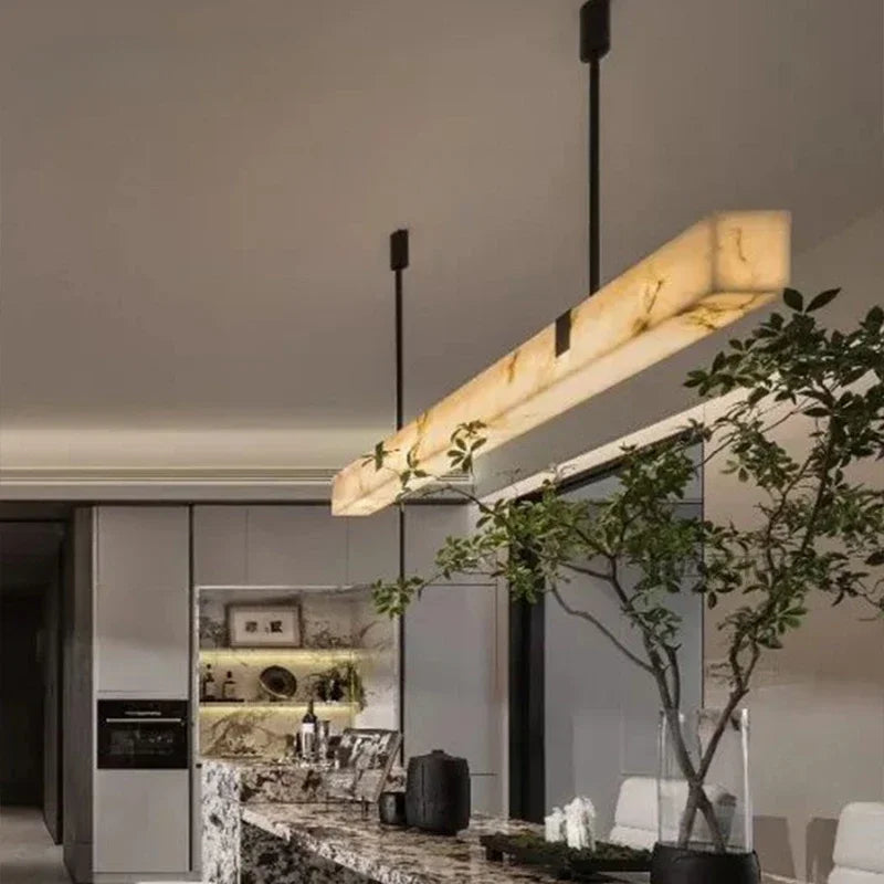 Modern Marble & Brass LED Pendant Light