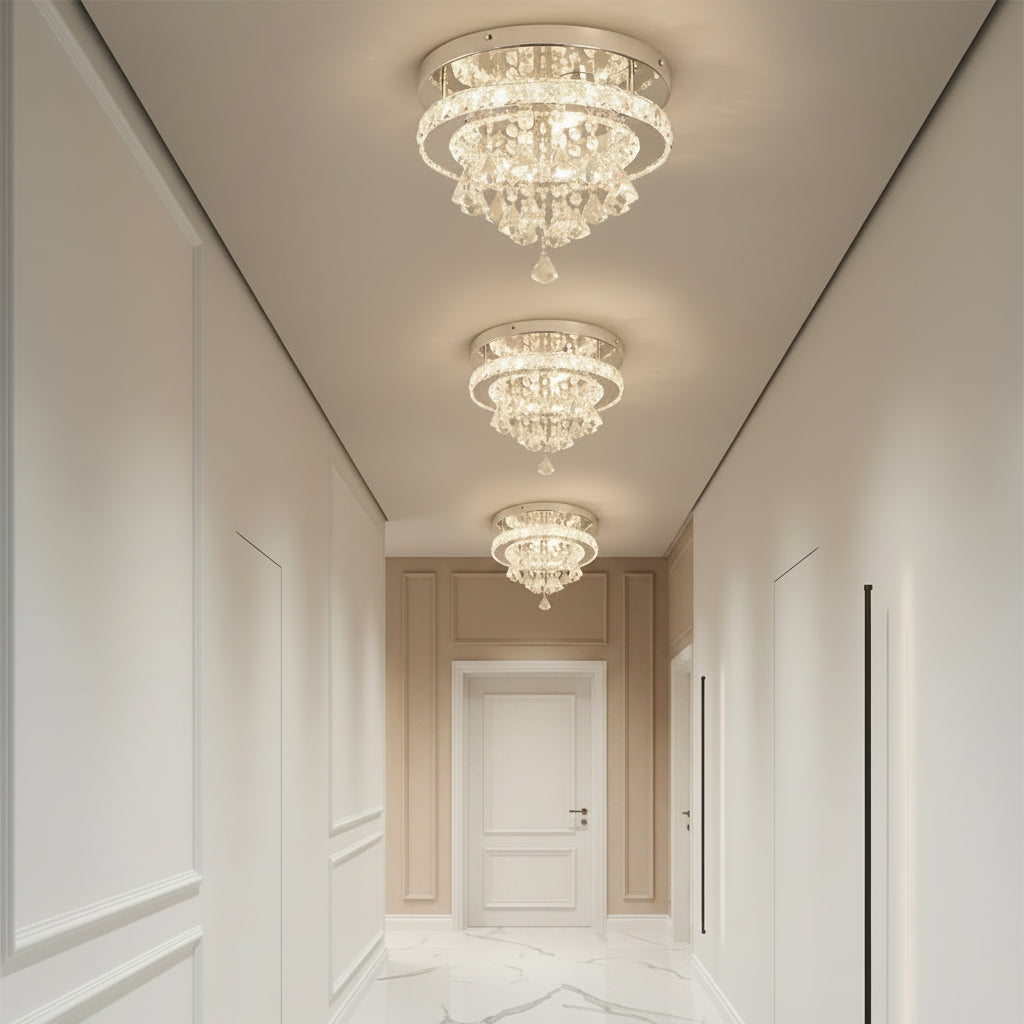 Round Crystal LED Ceiling Light | 30cm | Chrome | Dimmable | 4 Designs