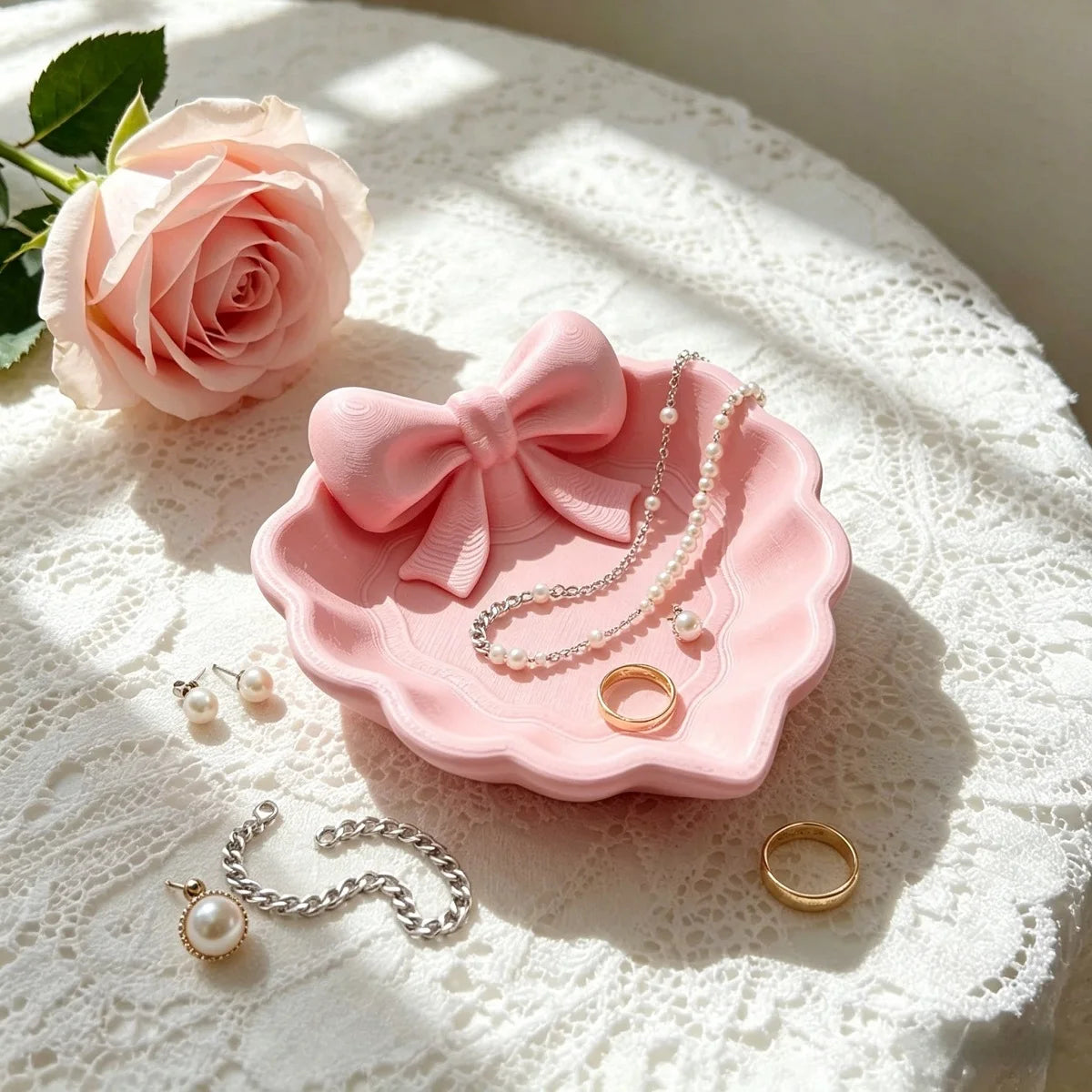 Heart Bow Jewellery Tray