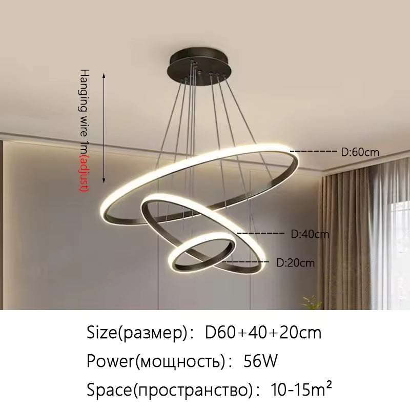 Circle Rings LED Pendant Light | Aluminum Body | Multi-Color Temperature