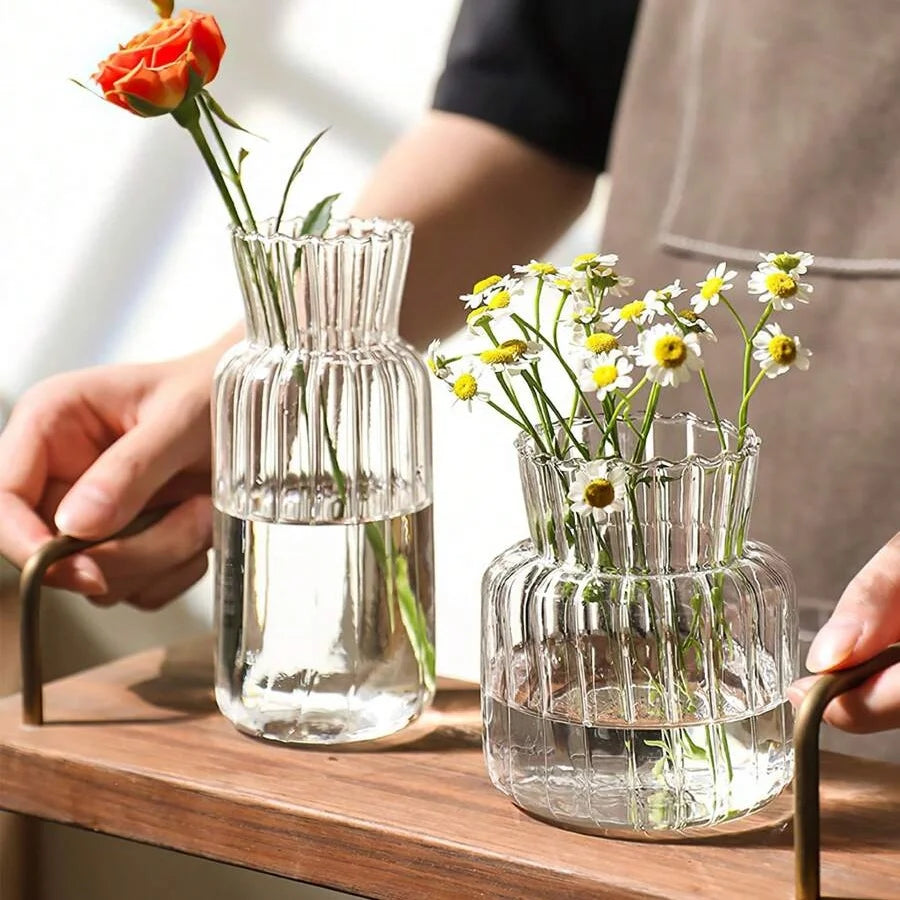 Retro Striped Glass Vase