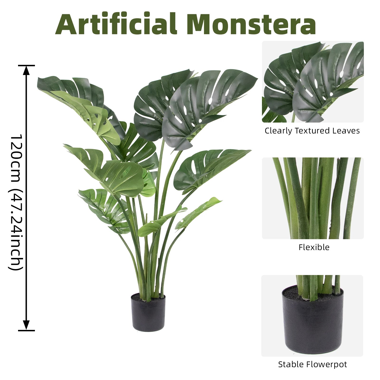 Artificial Monstera Plant with Decorative Pot