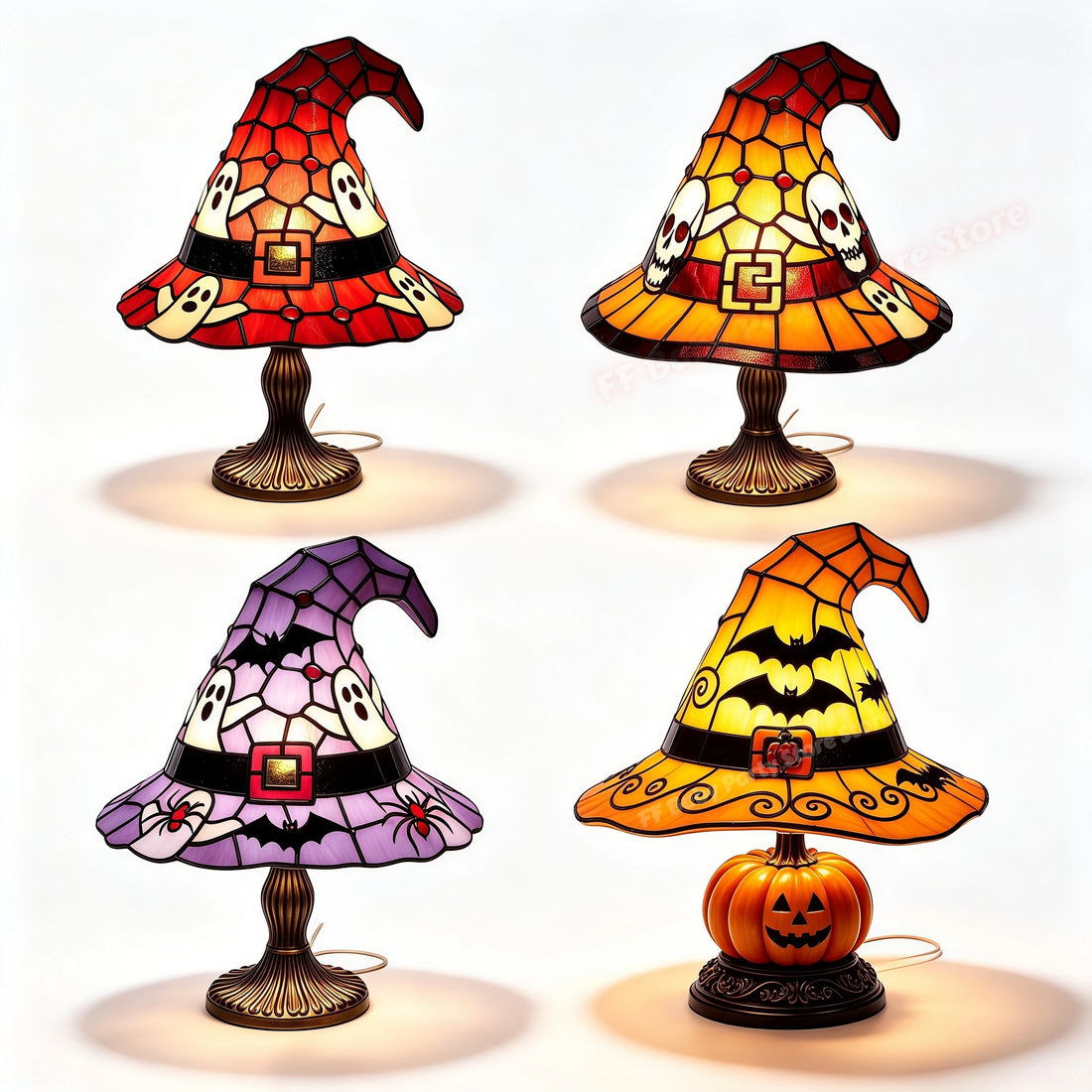 Resin Witch Hat Night Light | USB Powered Halloween Table Lamp