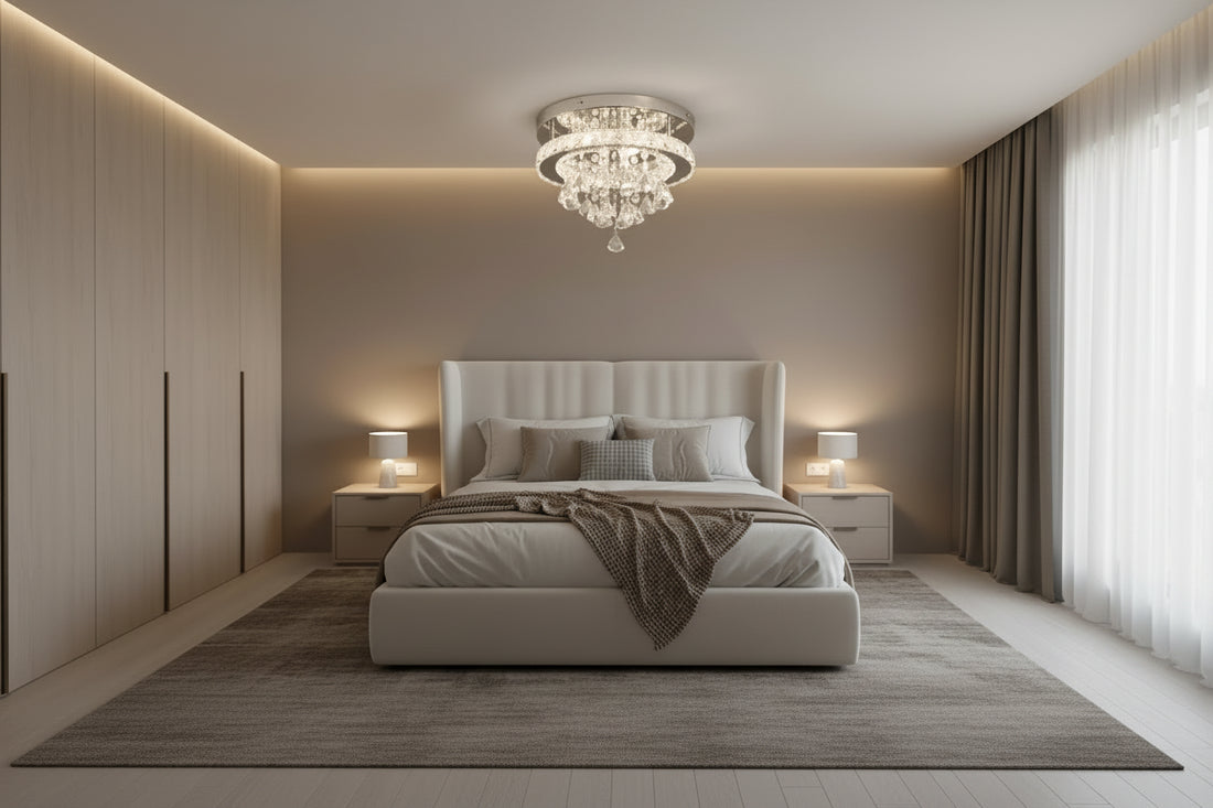 Round Crystal LED Ceiling Light | 30cm | Chrome | Dimmable | 4 Designs