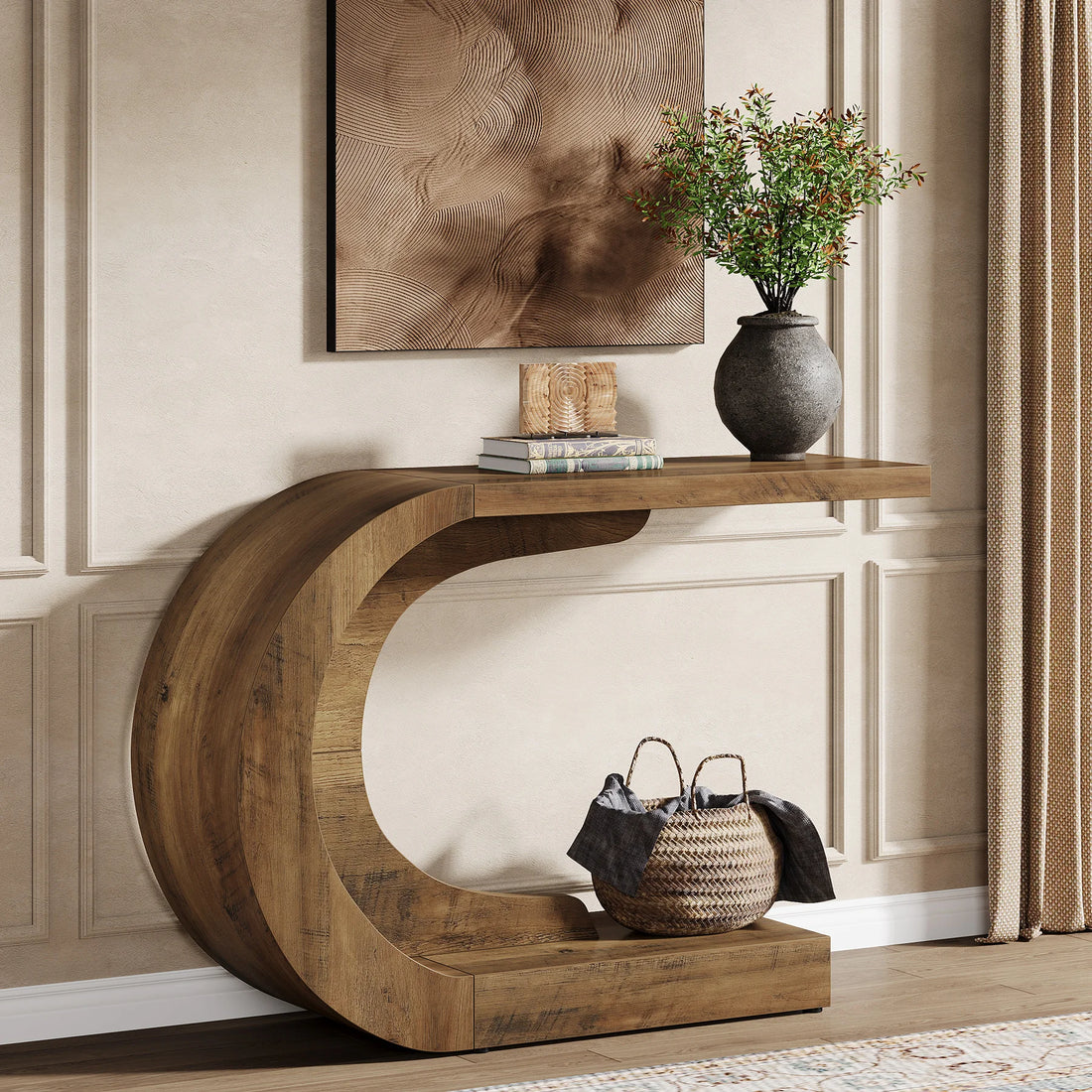 Mid-Century Modern Wooden Console Table