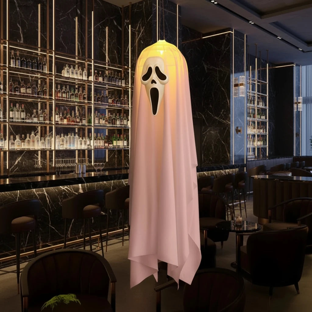LED Glowing Ghost Hanging Decoration | Halloween Fairy Light Prop