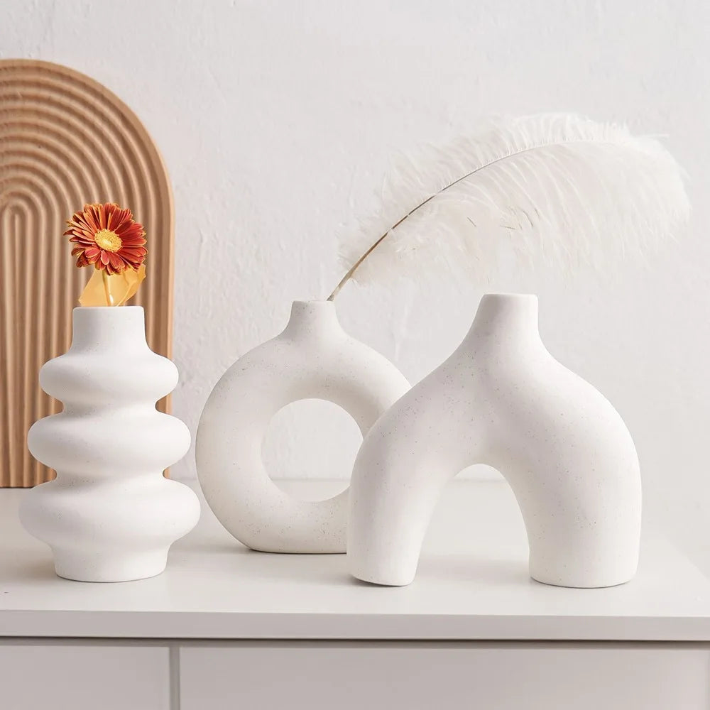 Nordic Ceramic Vase Set of 3 | Boho Home Decor