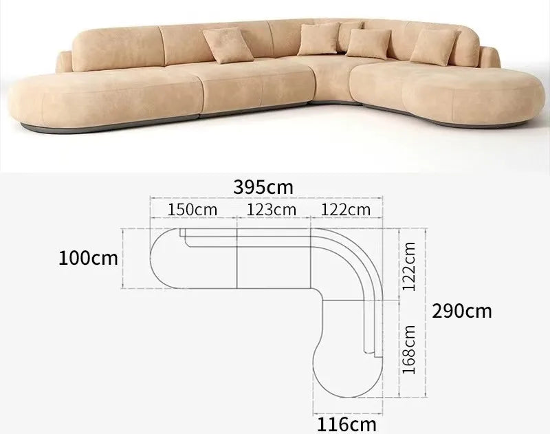 Modern U-Shaped Fabric Sofa