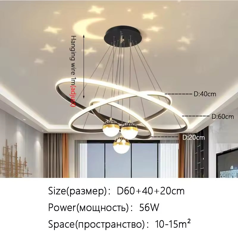 Circle Rings LED Pendant Light | Aluminum Body | Multi-Color Temperature