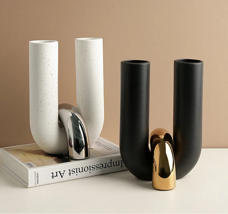 U-Shaped Ceramic Vase – Modern Tabletop Décor