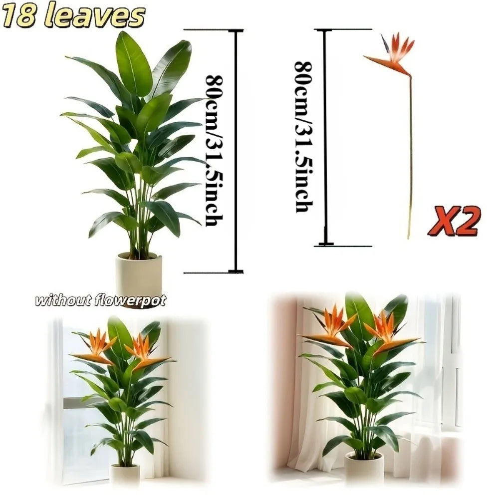Artificial Tropical Plant Set – Banana Tree & Birds of Paradise (3 Pieces)
