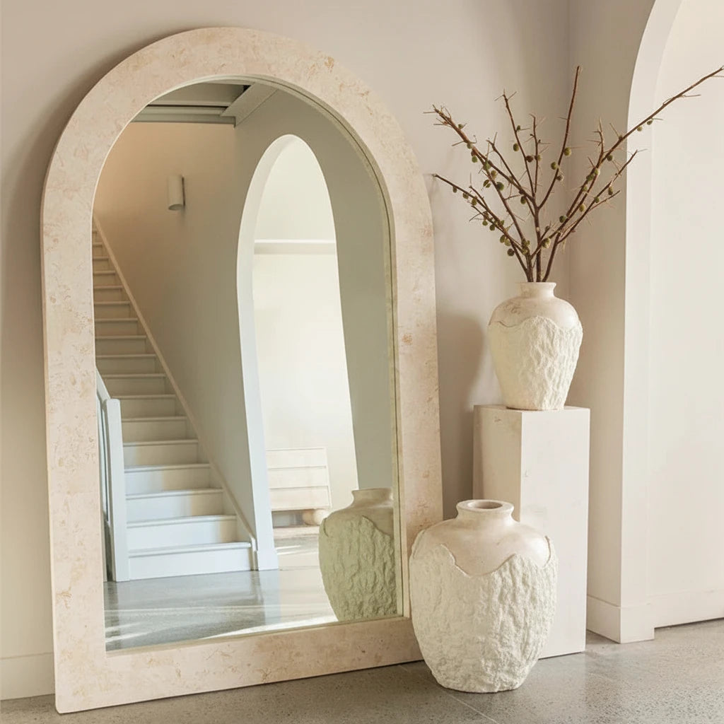 Luxury Wood & Glass Floor Mirror