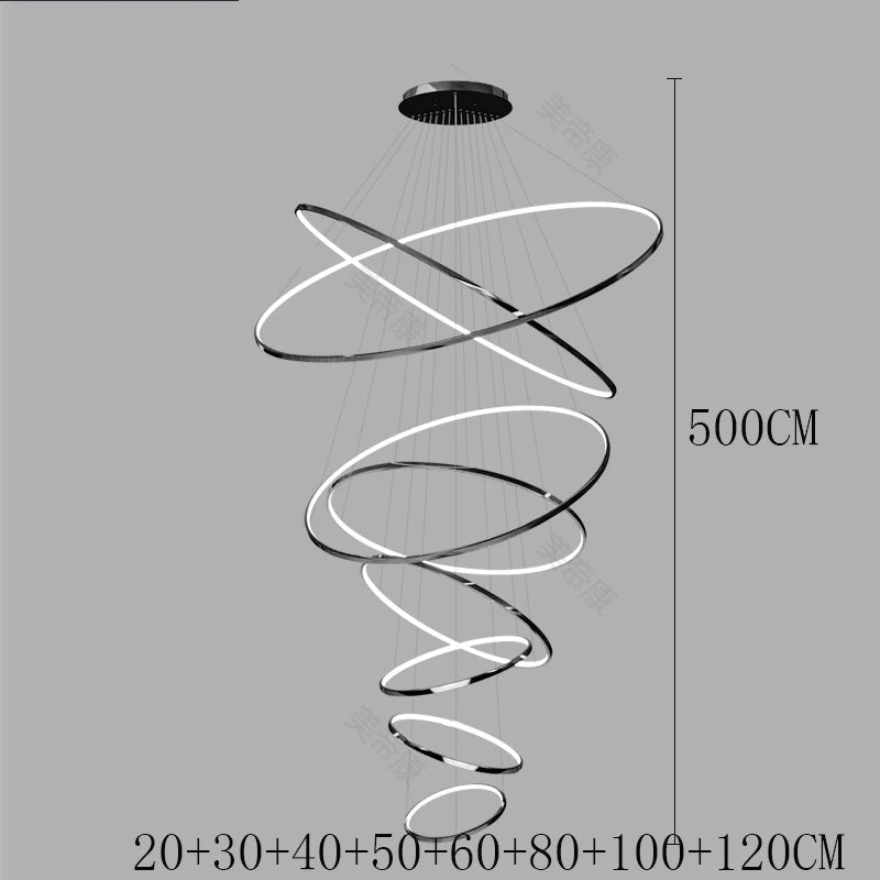 Multi-Ring LED Chandelier Pendant Light