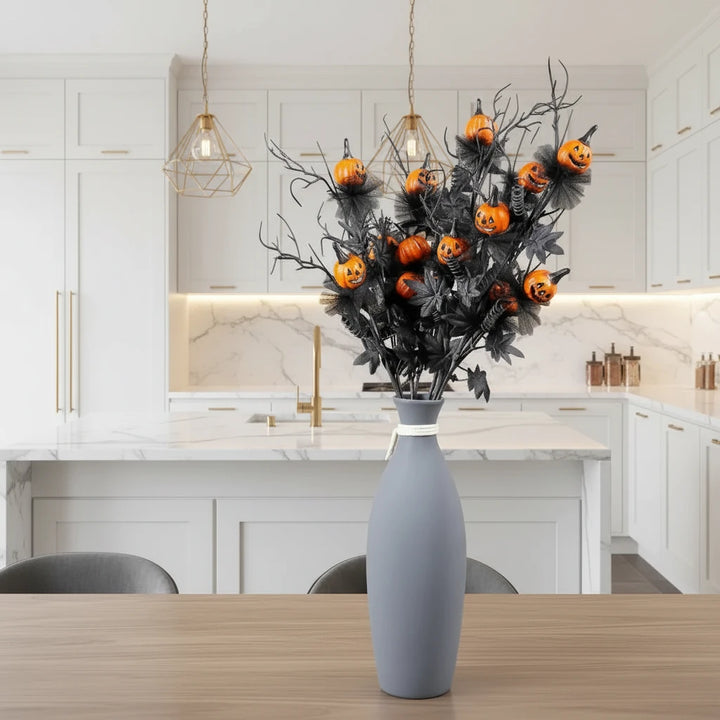 Halloween Decorative Branch Set | Black & Orange Floral Stems