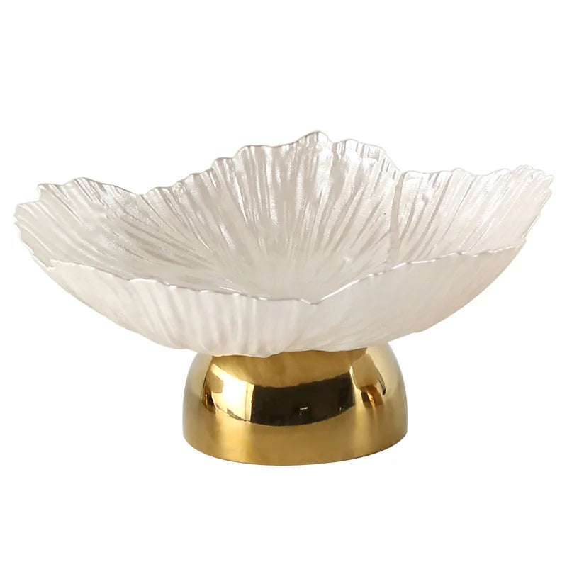 Luxury Petal Decorative Tray | Metal Alloy Fruit & Candy Serving Plate
