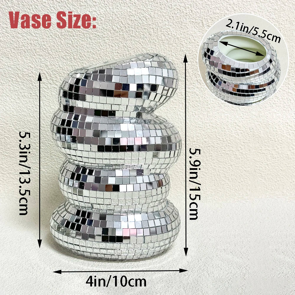 Disco Ball Mirror Tile Vase