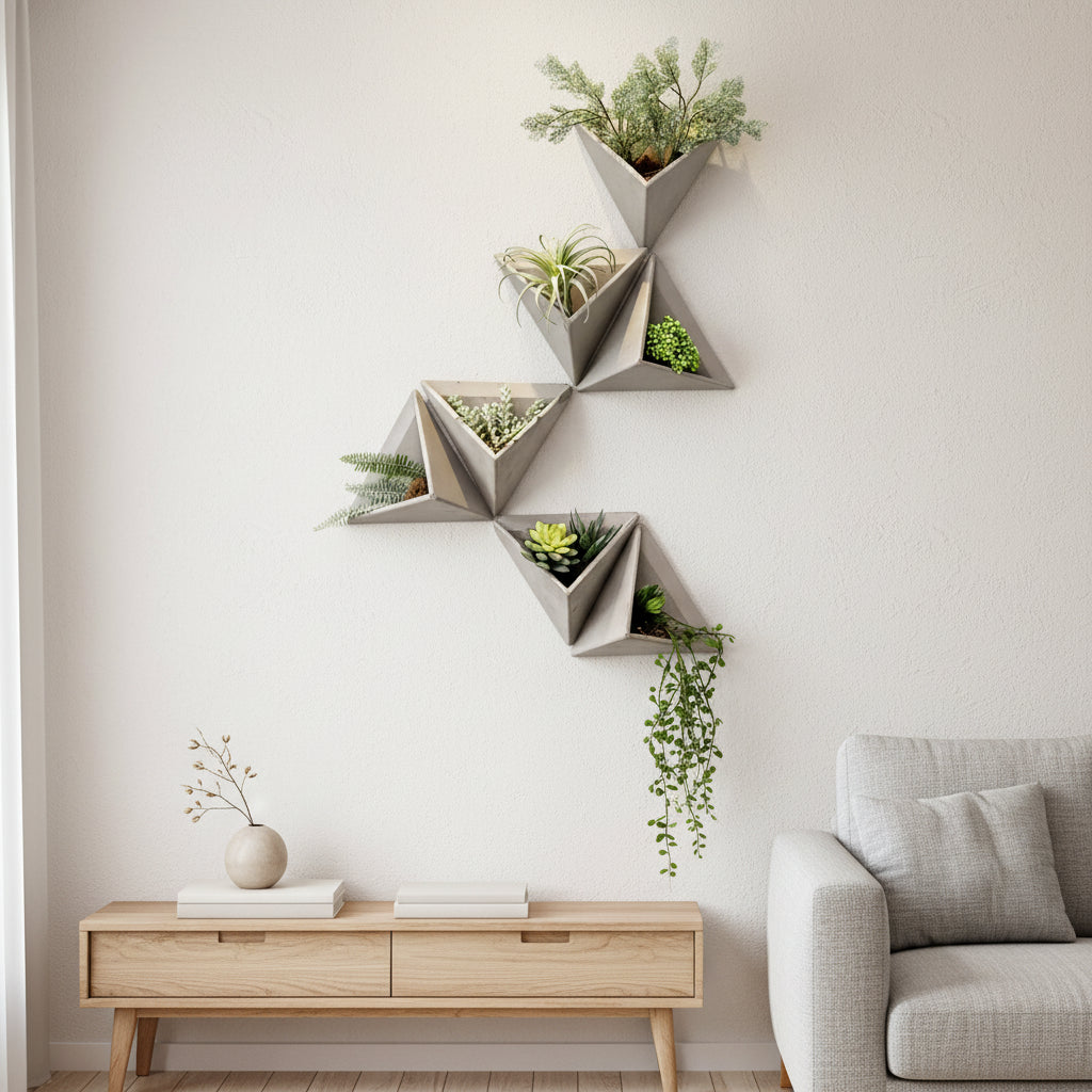 Cement Wall Vase & Ikebana Stem Holder