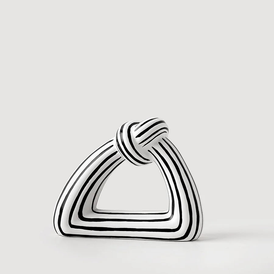 Black & White Striped Knot Ceramic Vase