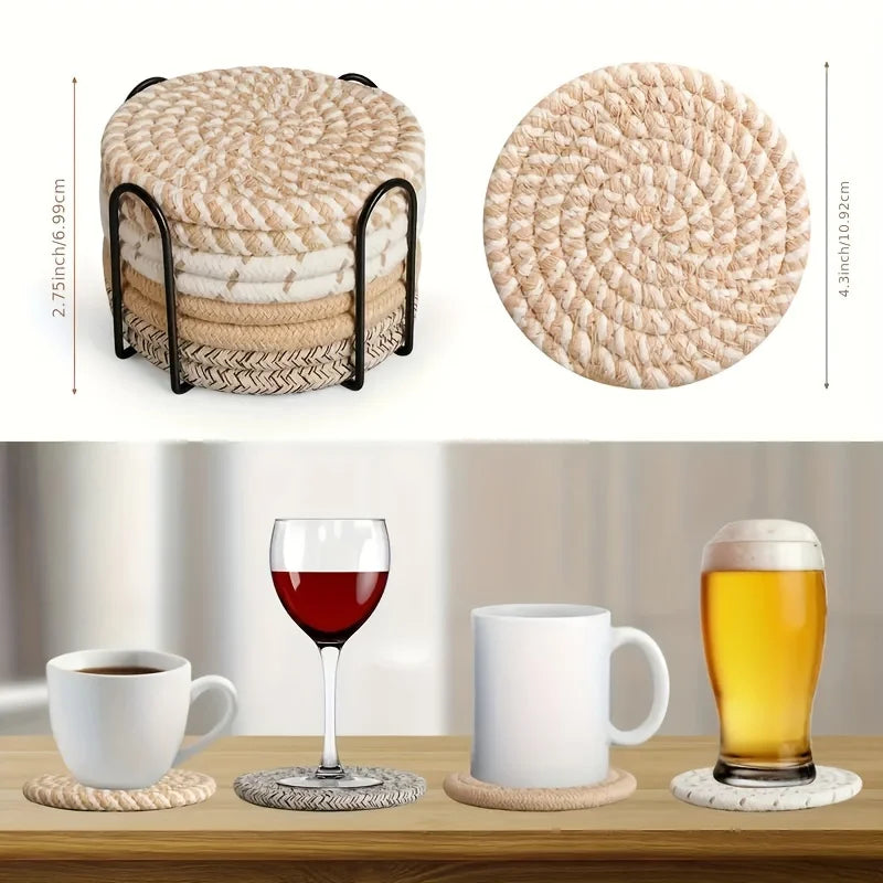 Minimalist Cotton Linen Drink Coasters – Set of 4