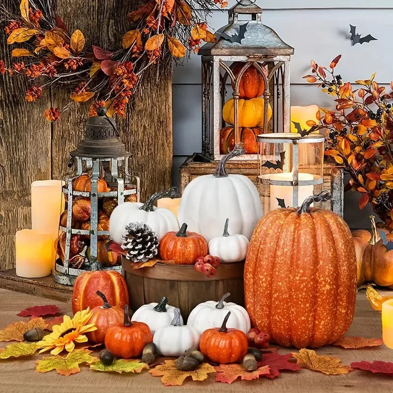 Artificial Pumpkin Set – 7 Piece Harvest Décor