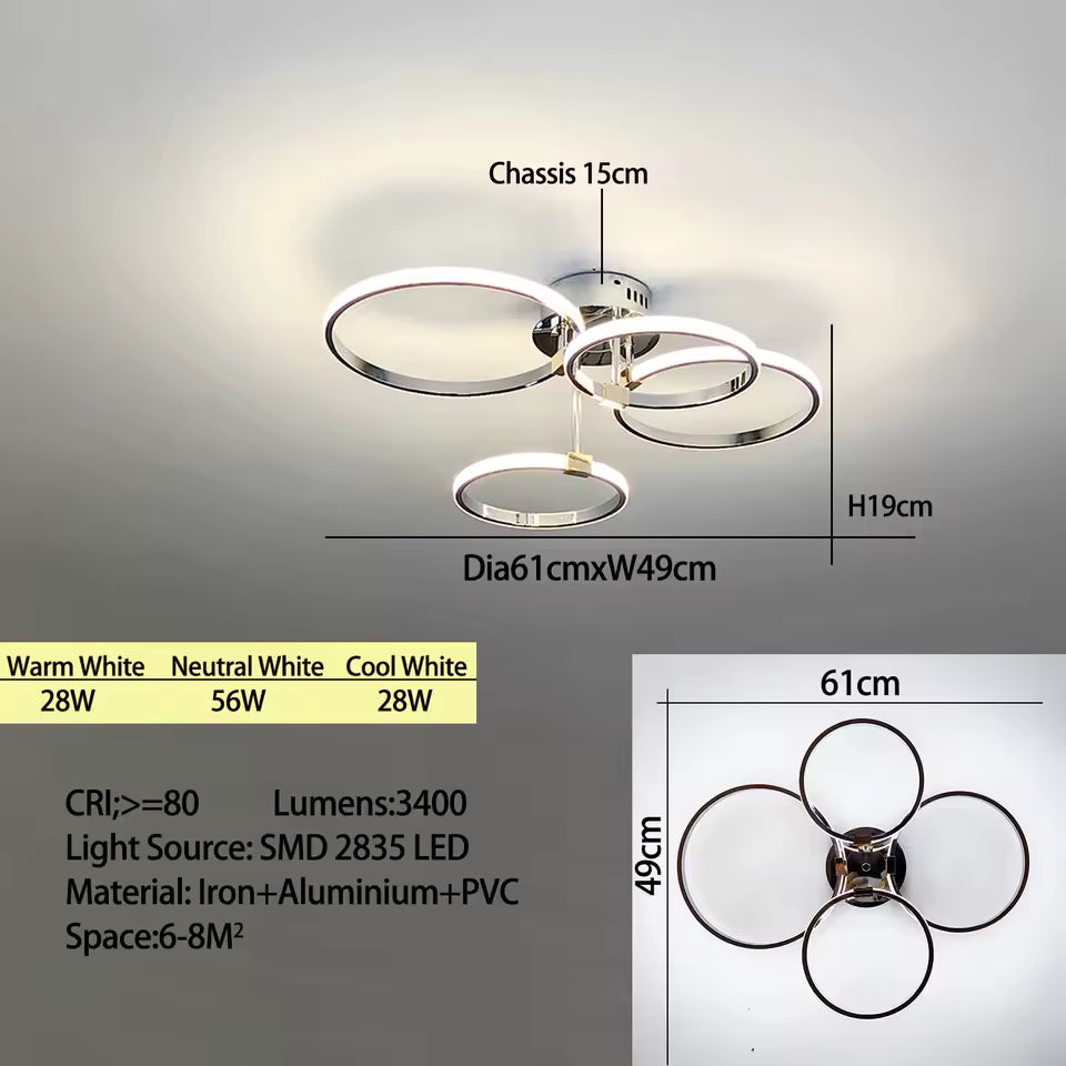Round Dimmable LED Ceiling Chandelier