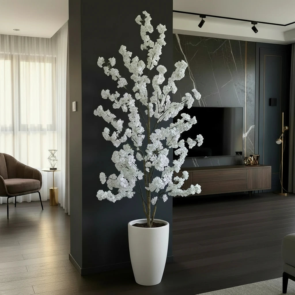 Artificial White Cherry Blossom Branch