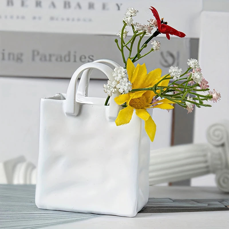 Handbag-Shaped Resin Vase – Modern Tabletop Décor