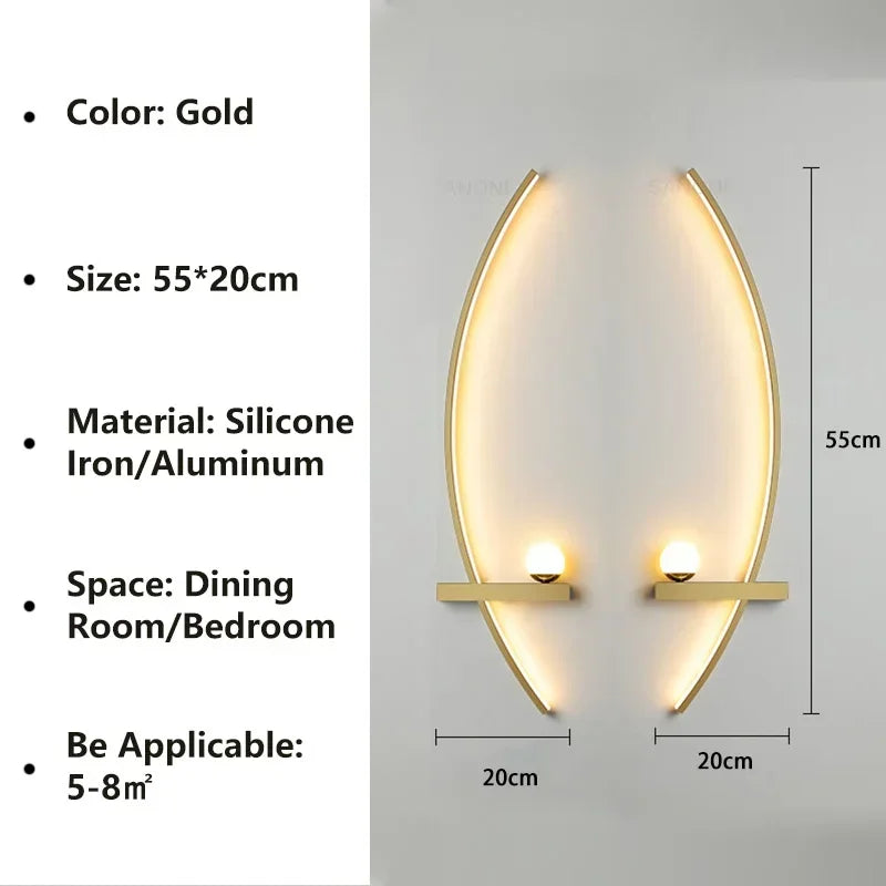 Modern LED Linear Wall Sconce in Black & Gold