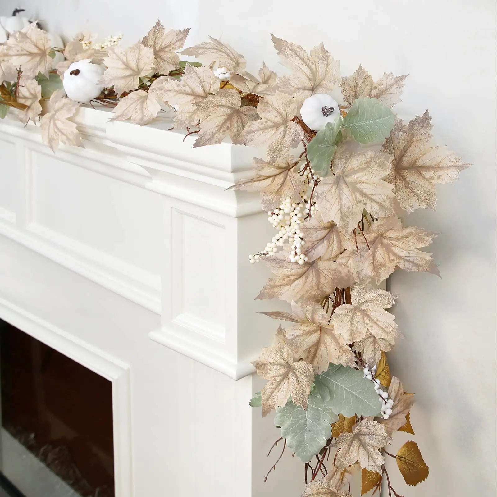 Autumn Maple Leaf & Pumpkin Garland – Fall Décor