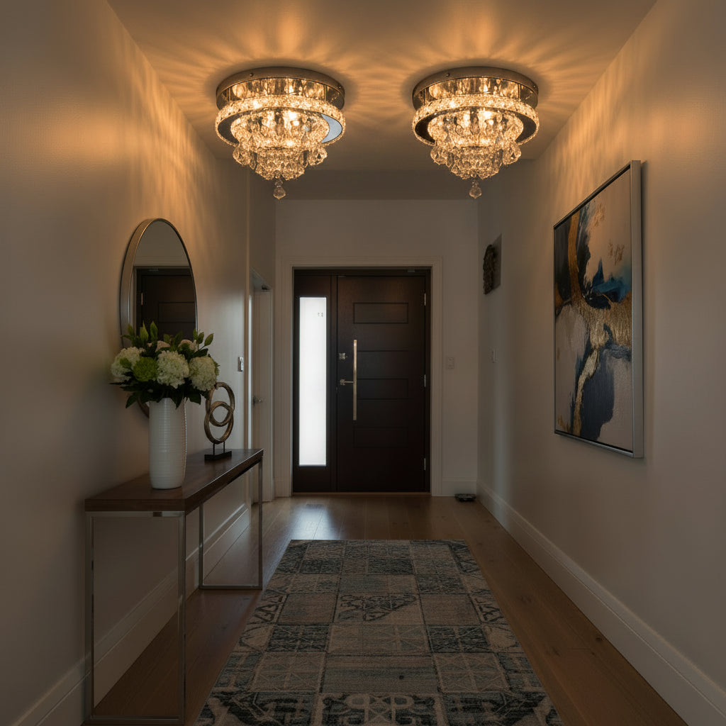 Round Crystal LED Ceiling Light | 30cm | Chrome | Dimmable | 4 Designs