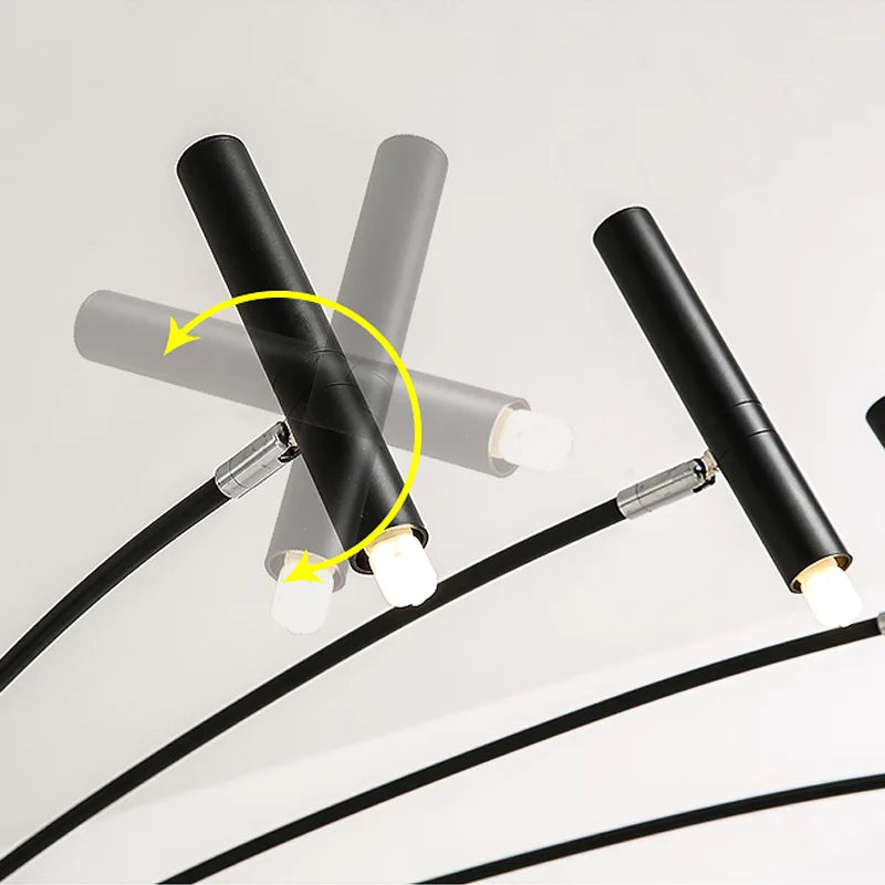 Modern Multi-Head Pendant Chandelier in Black & Gold