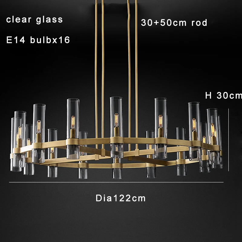 Modern Brass Round 24-Light Chandelier