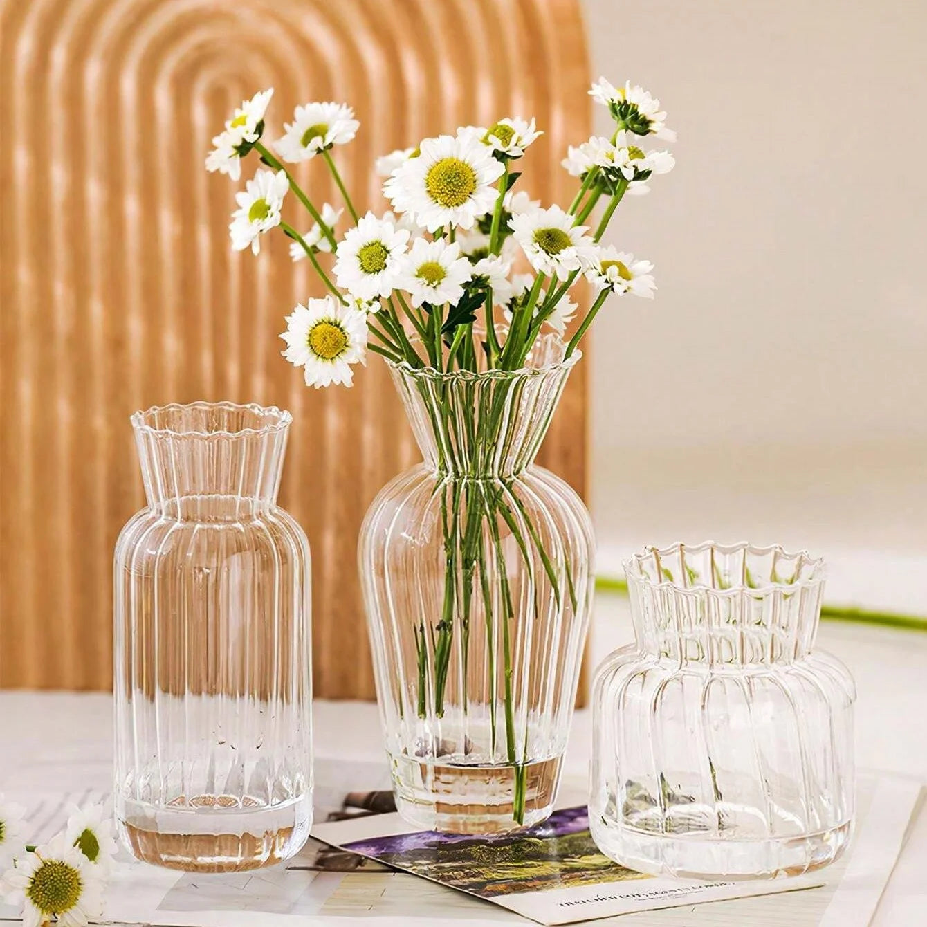 Retro Striped Glass Vase