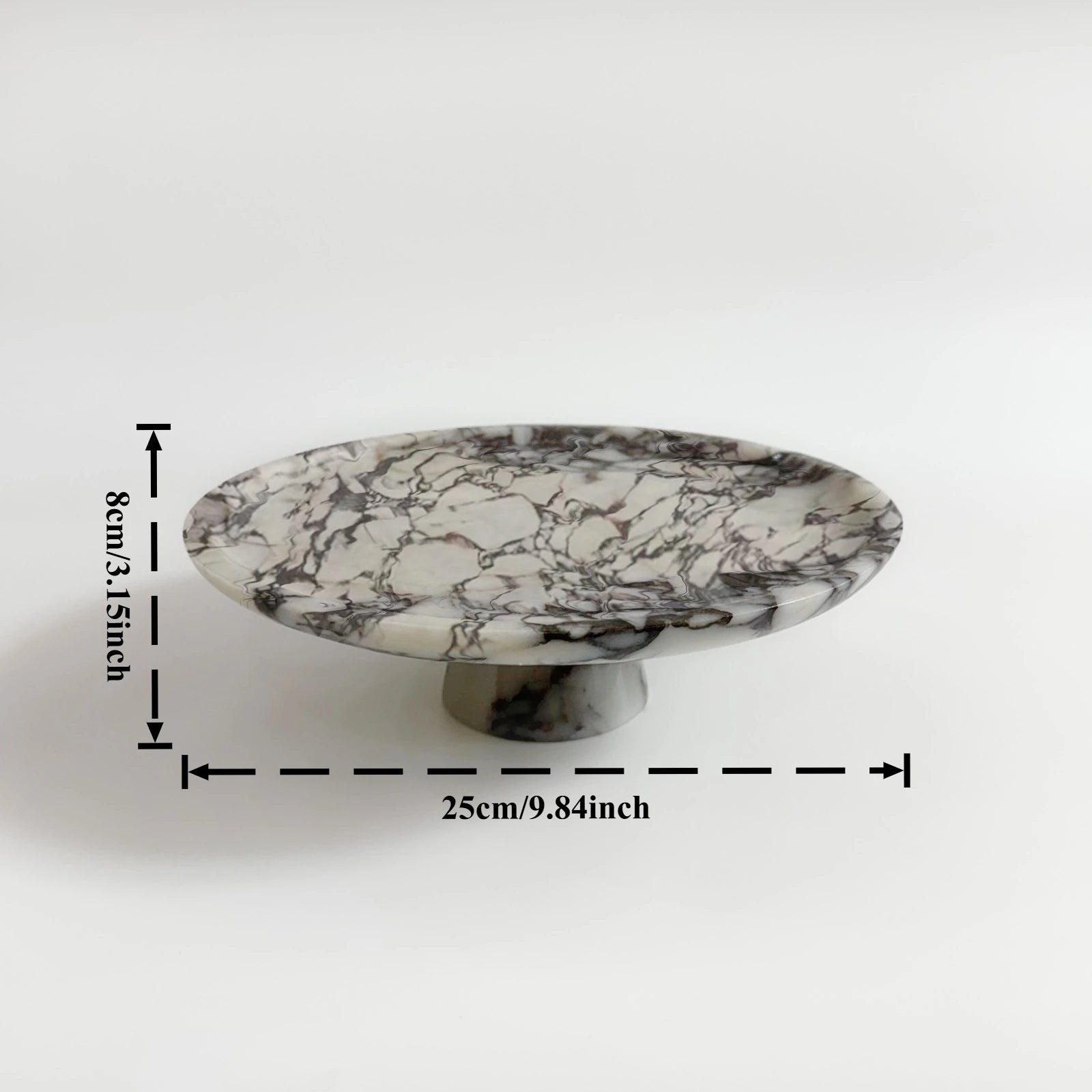 Calacatta Viola Marble Round Tray with Single Leg