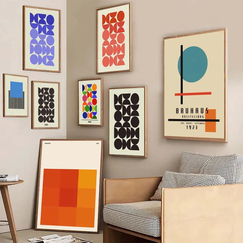 Mid-Century Modern Bauhaus Abstract Geometric Wall Art