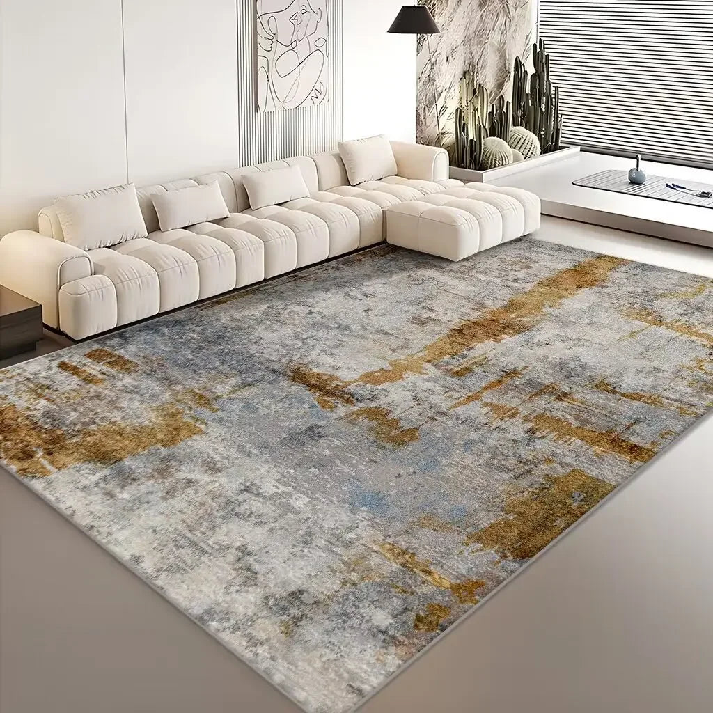 Abstract Geometric Flannel Area Rug | Non-Slip Washable Floor Mat