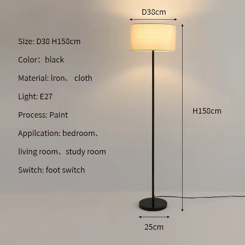 Modern Fabric Shade Floor Lamp with Iron Base