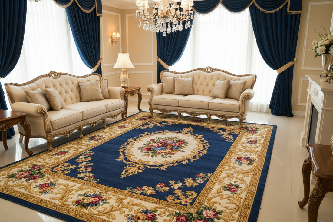 Persian Floral Area Rug | Washable Non-Slip Carpet for Living Room, Bedroom & Entryway