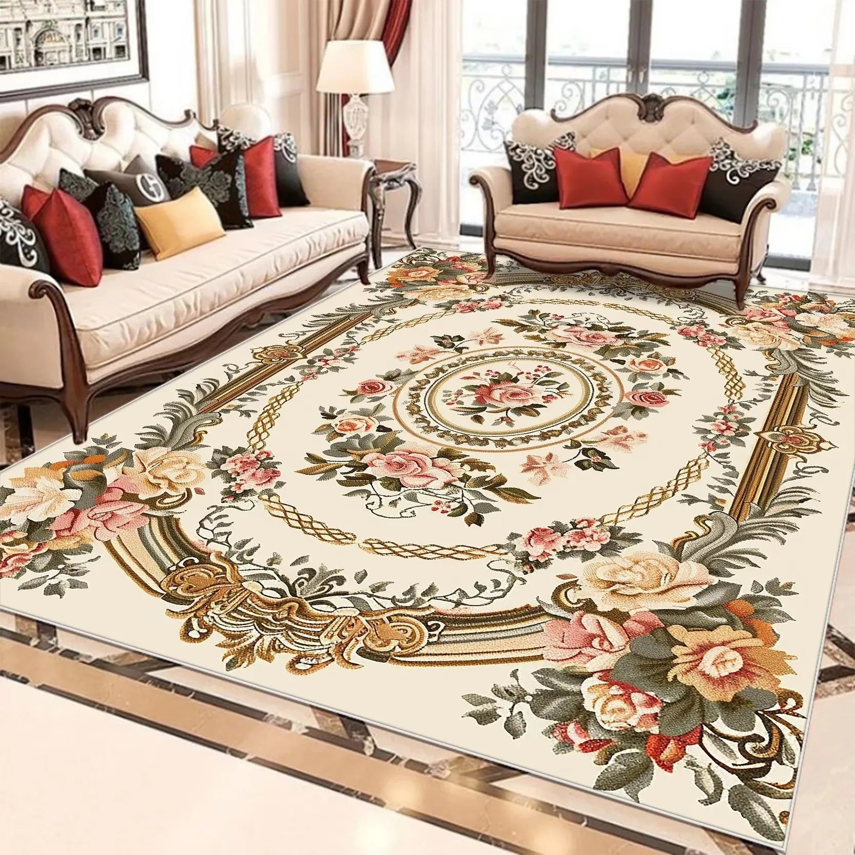 Floral Area Rug | Soft Flannel Carpet for Living Room, Bedroom & Hallway