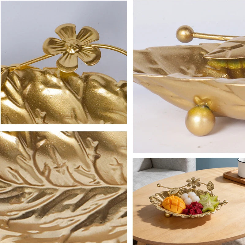 Golden Metal Decorative Fruit Tray